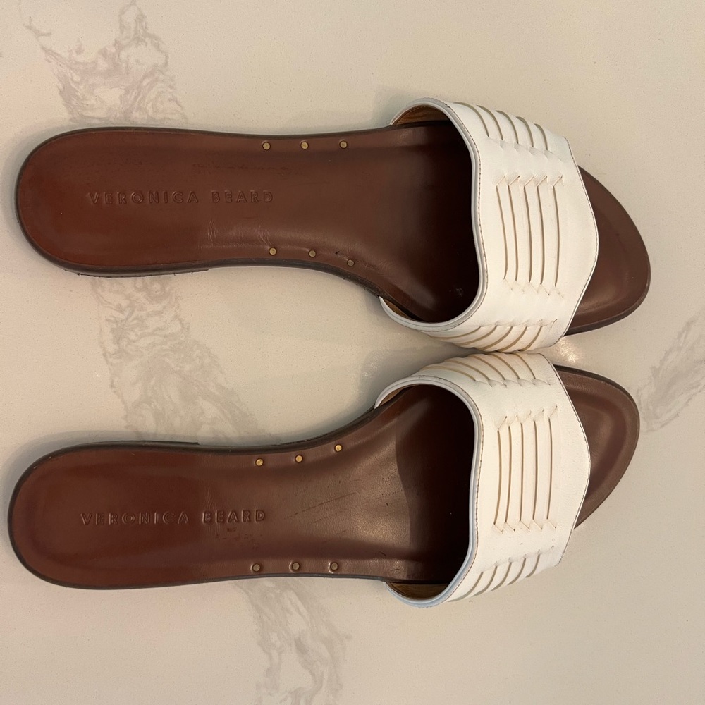 Veronica Beard Faven Huarache Sandals White Size 6.5/7 US/37 EU